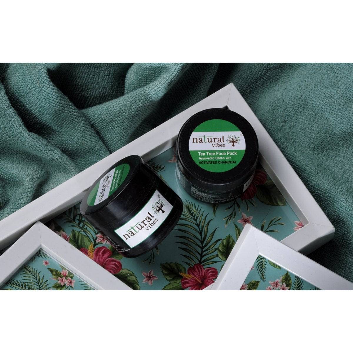 Ayurvedic Tea Tree and Activated Charcoal Face Pack 50g – Face Pack by Natural Vibes available on Brown Living™. . SKU: 063 - 01370 - NV_teatree_charcoal_pack_50g. Img 11.