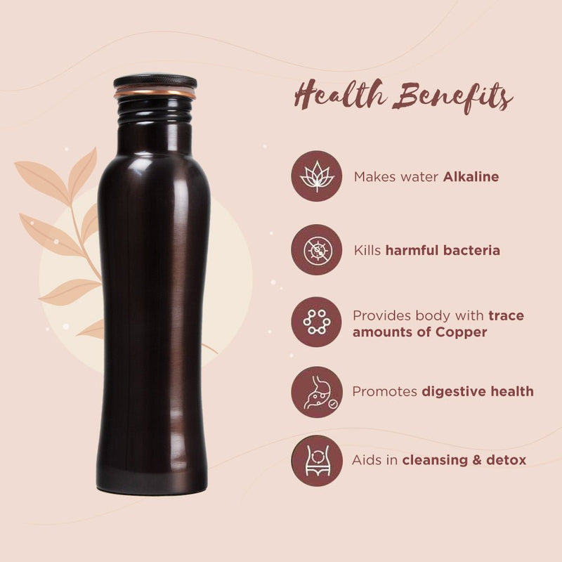 Buy Ayurvedic Vintage Plain Copper bottle - 1 Litre | Shop Verified Sustainable Bottles & Sippers on Brown Living™