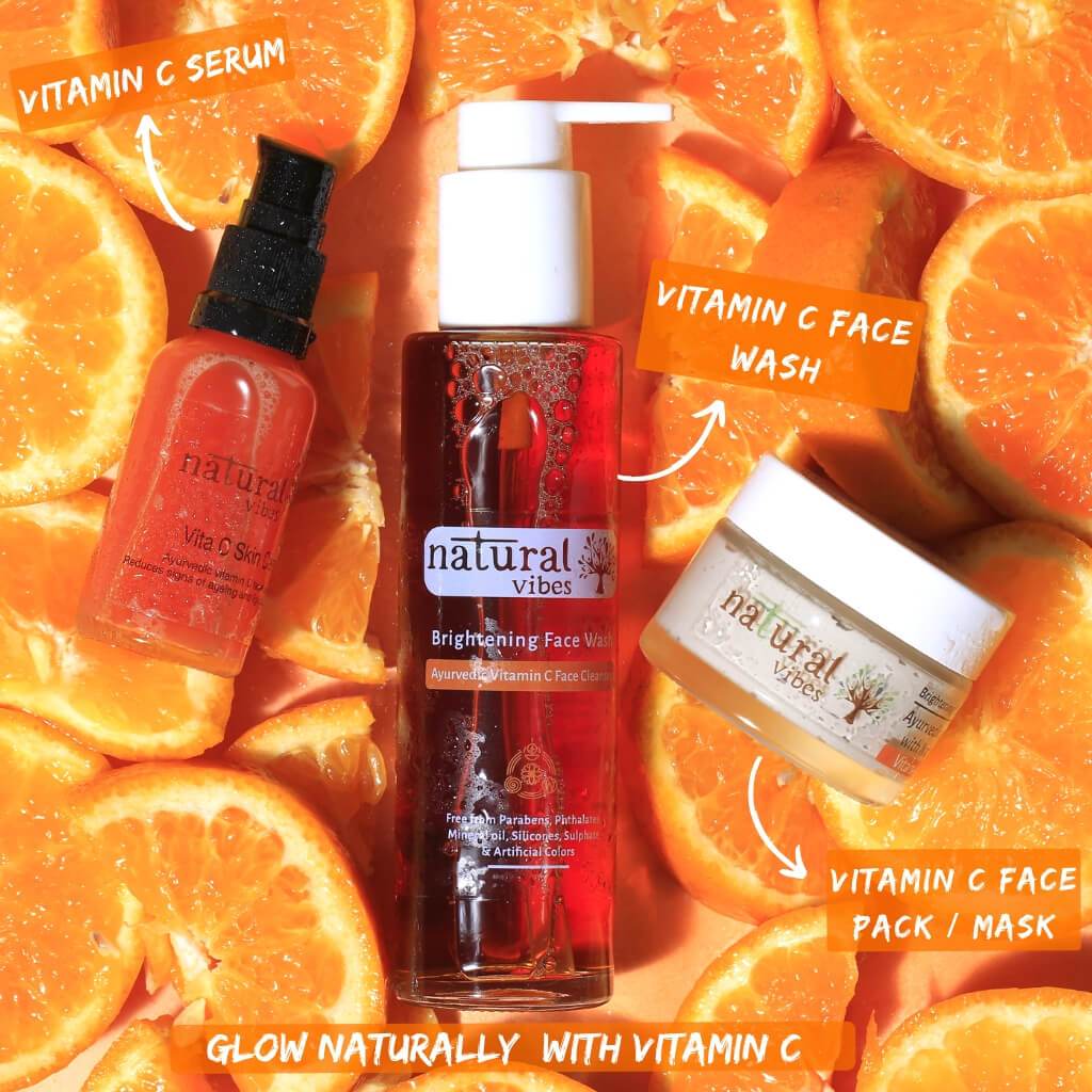 Ayurvedic Vitamin C Brightening Face Mask/Pack 50g – Face Pack by Natural Vibes available on Brown Living™. . SKU: 063 - 11068 - NV_vita_c_brightening_face_mask_50g. Img 5.