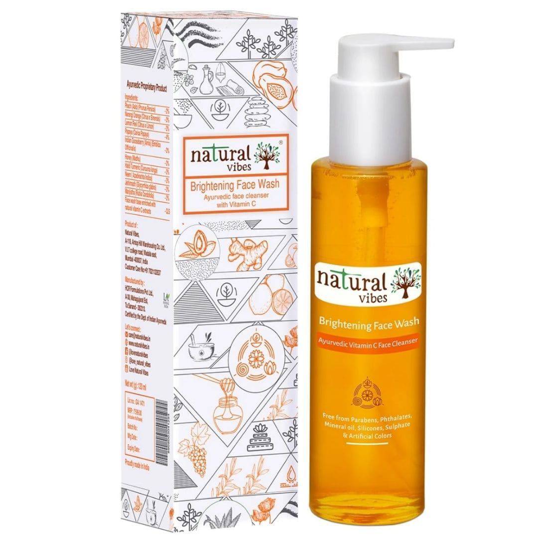 Ayurvedic Vitamin C Brightening Face Wash 120 ml – Face Wash by Natural Vibes available on Brown Living™. . SKU: 063 - 01379 - NV_vita_c_brightening_face_wash_120ml. Img 5.