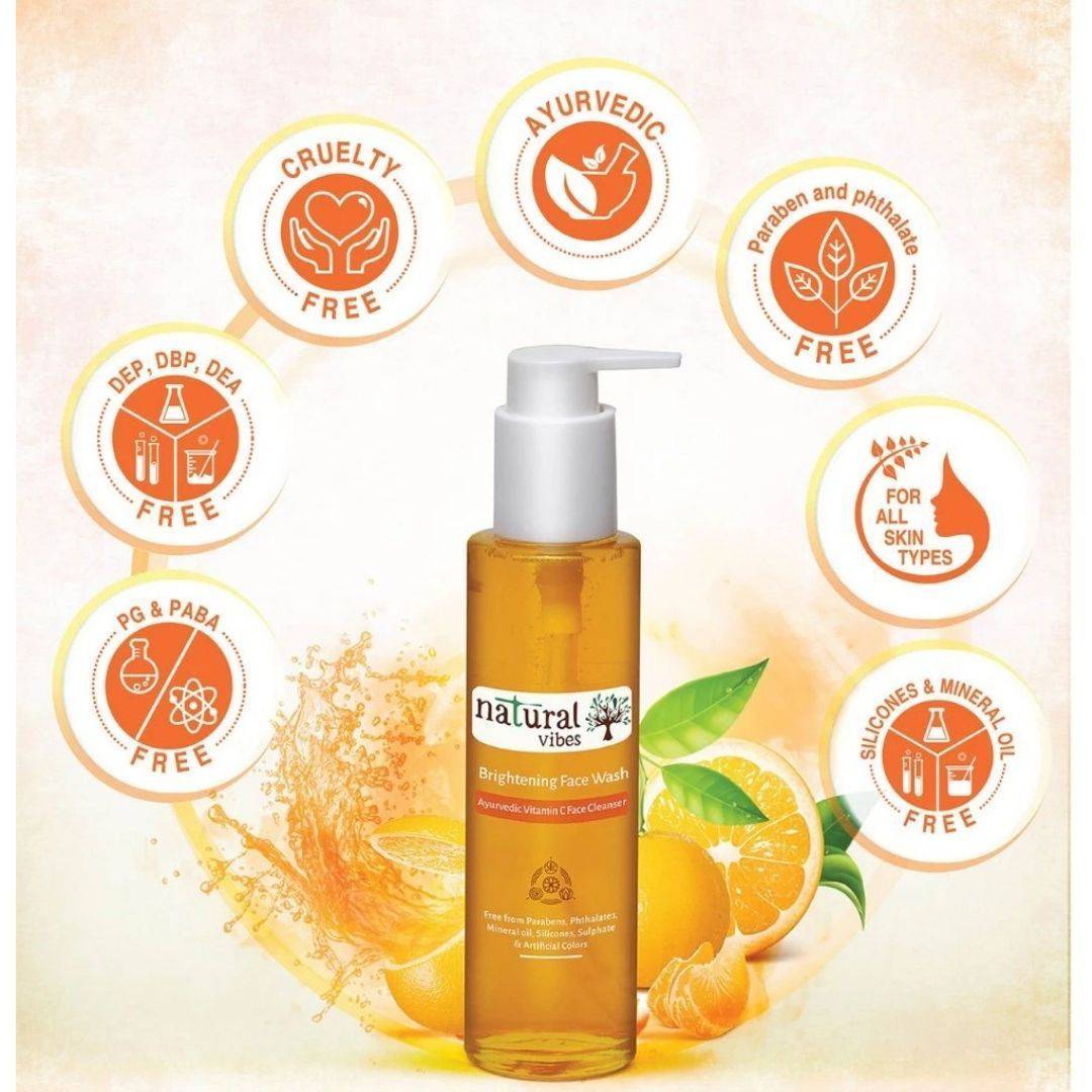 Ayurvedic Vitamin C Brightening Face Wash 120 ml – Face Wash by Natural Vibes available on Brown Living™. . SKU: 063 - 01379 - NV_vita_c_brightening_face_wash_120ml. Img 6.