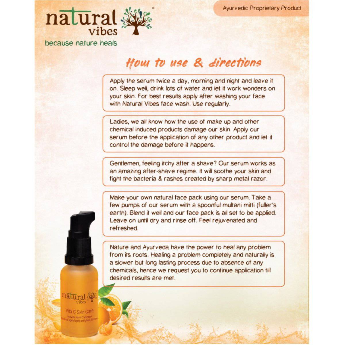 Ayurvedic Vitamin C Brightening Skin Care Regime (Face wash + Serum) – Face Wash by Natural Vibes available on Brown Living™. . SKU: 063 - 01435 - NV_vita_c_bright_skin_regime. Img 6.