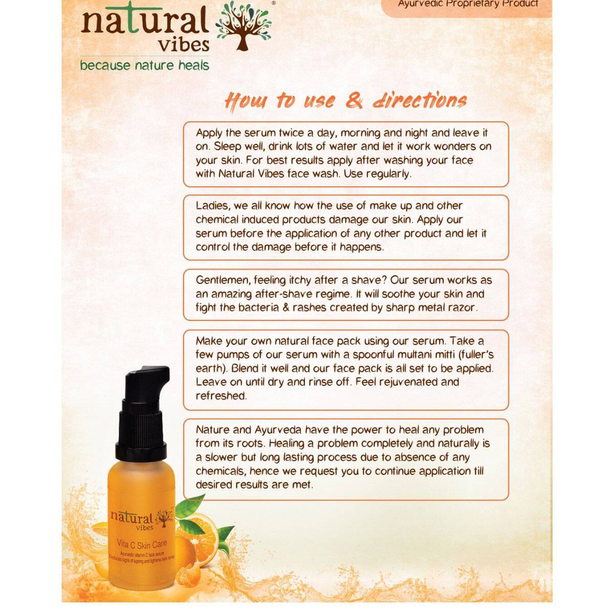 Ayurvedic Vitamin C Skin Care Serum 30 ml – Face Serum by Natural Vibes available on Brown Living™. . SKU: 063 - 01369 - NV_teatree_Vita_C_serum_30ml. Img 15.