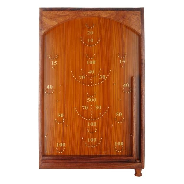 Wooden Bagatelle Traditionally Crafted Tabletop Pinball Game – Learning & Educational Toys on Brown Living™. SKU: 1135. Img 8.