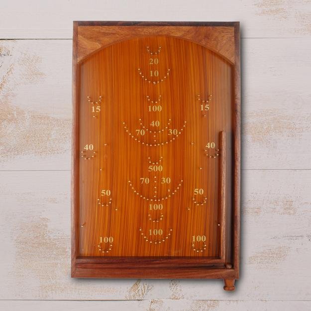 Wooden Bagatelle Traditionally Crafted Tabletop Pinball Game | Verified Sustainable by Brown Living™