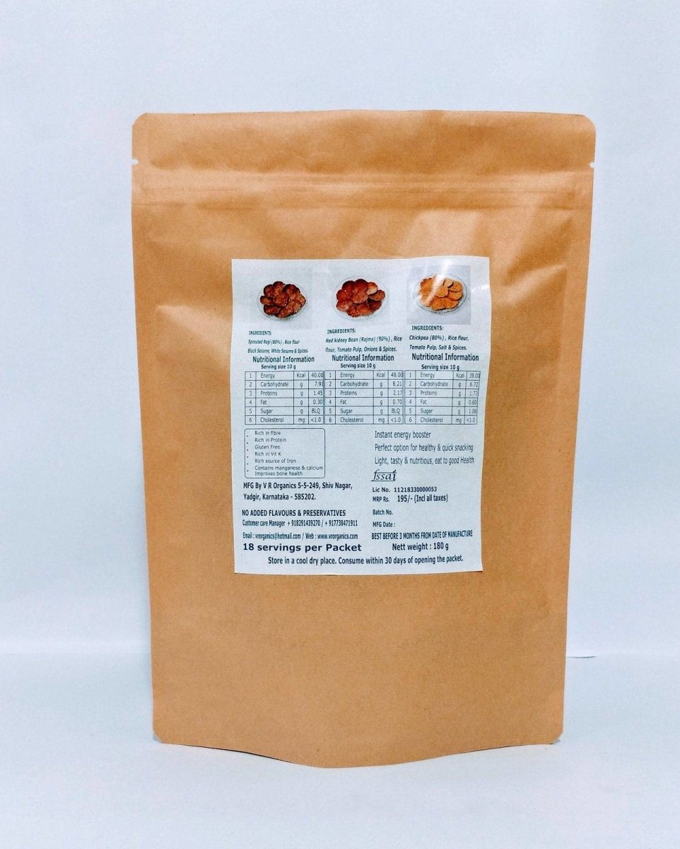 Baked Assorted Chips (Ragi, Rajma, Chickpea, Jowar, Jowar & Bengalgram, Bajra & Beetroot) 180g + 20 g Free – Healthy Snacks on Brown Living™. SKU: 026 - 02874 - VRO - 0000105. Img 3.