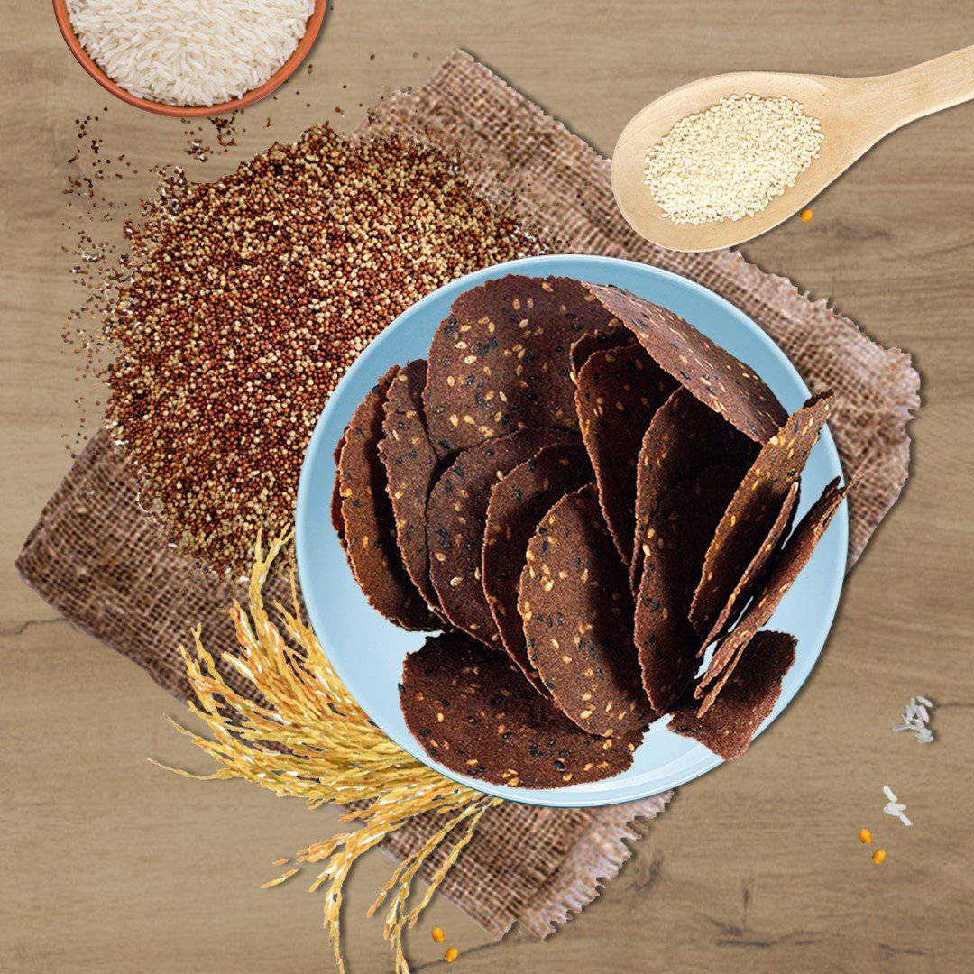Baked Ragi Chips 150 g + 50 g Free – Healthy Snacks on Brown Living™. SKU: 026 - 00807 - VRO - 200006. Img 6.