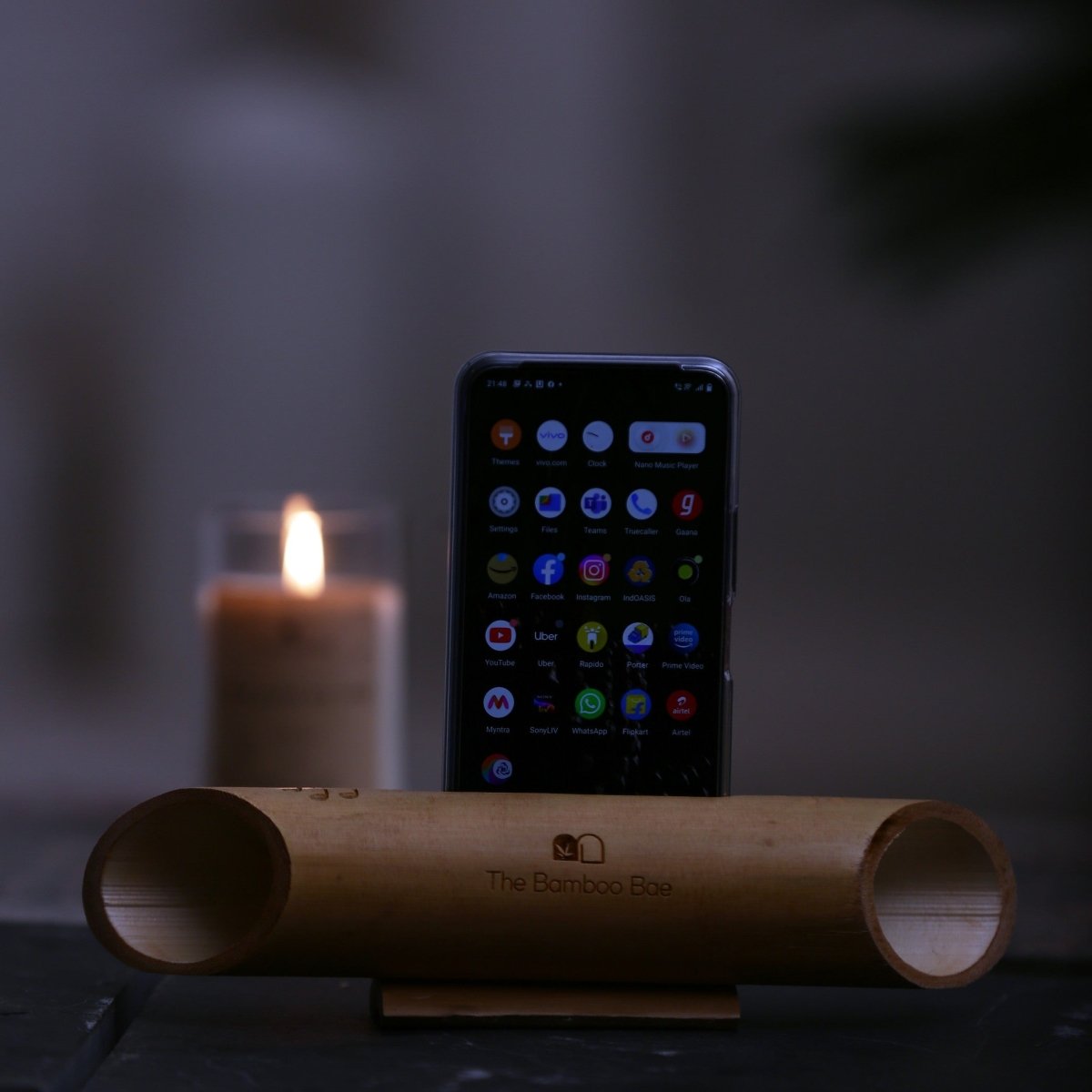 Bamboo Amplifier | Natural Acoustic Speaker | With Cotton Pouch – Desk Accessories on Brown Living™. SKU: TBB - 88. Img 3.
