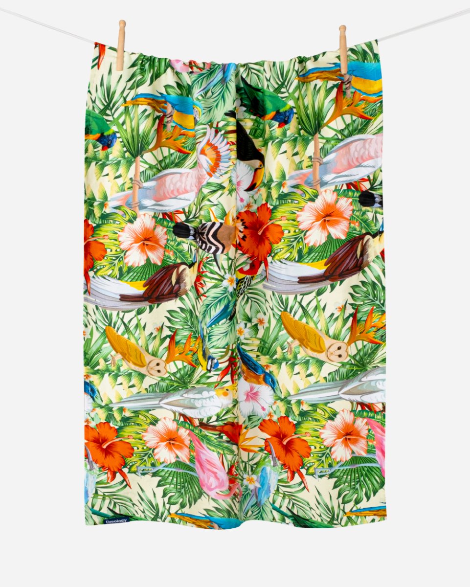 Bamboo & Cotton Blend Printed Beach Towel | Birds of Paradise – Bath Linens on Brown Living™. SKU: PBT003. Img 7.