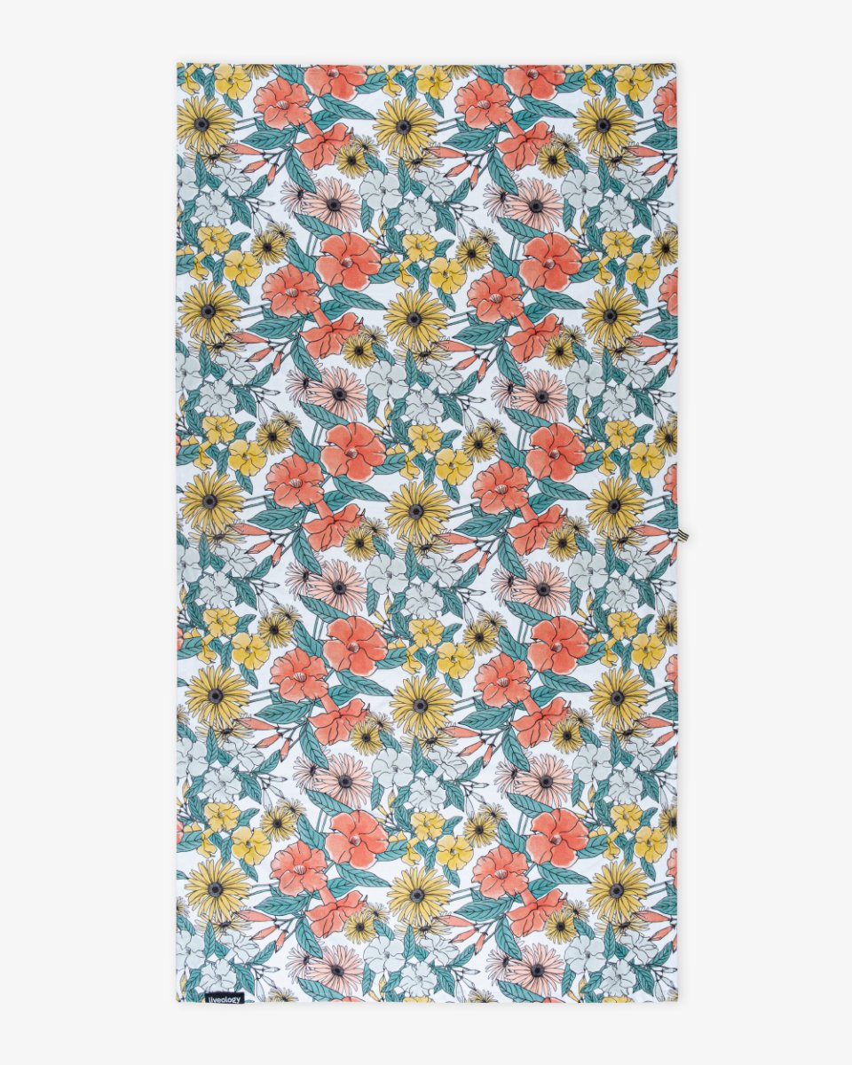 Bamboo & Cotton Blend Printed Beach Towel | Flora – Bath Linens on Brown Living™. SKU: PBT001. Img 1.