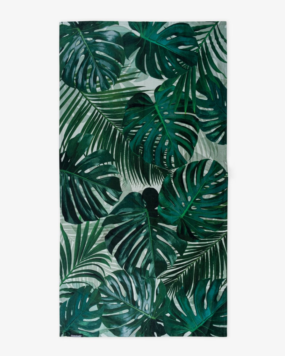 Bamboo & Cotton Blend Printed Beach Towel | Tropical Lust – Bath Linens on Brown Living™. SKU: PBT010. Img 1.