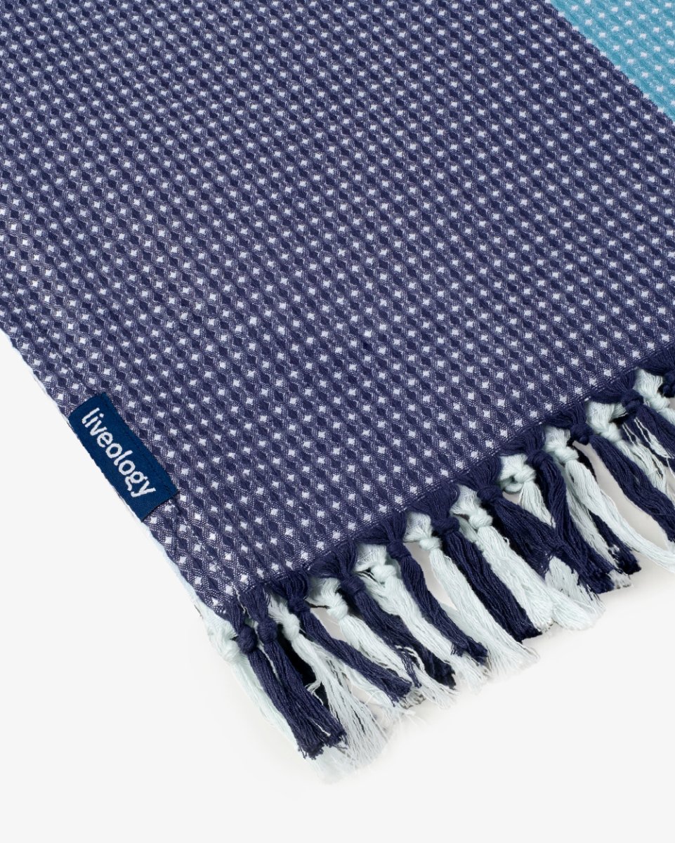 Bamboo & Cotton Blend Woven Beach Towel | Blue Harbour – Bath Linens on Brown Living™. SKU: WBT012. Img 3.