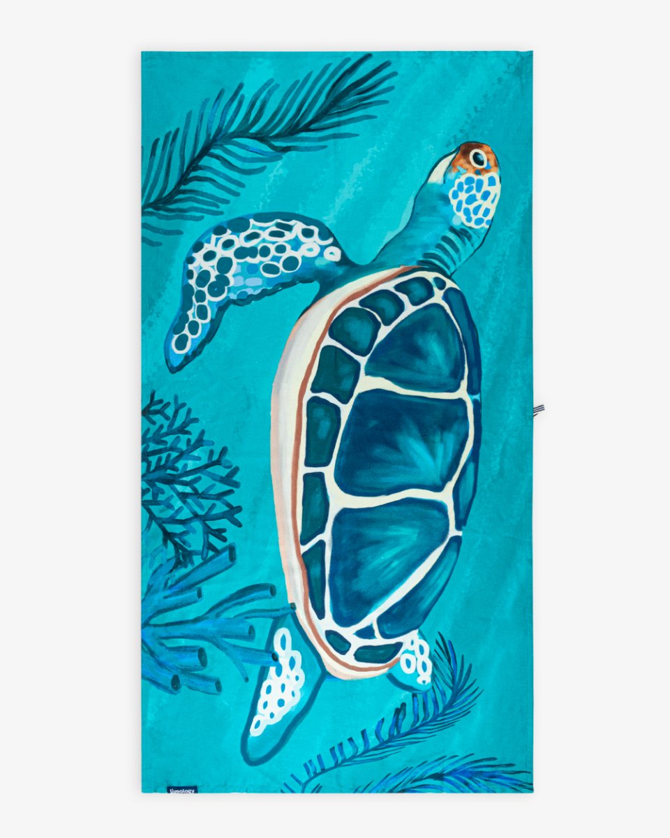 Bamboo & Cotton Printed Beach & Bath Towel | Turtled – Bath Linens on Brown Living™. SKU: PBT004. Img 1.