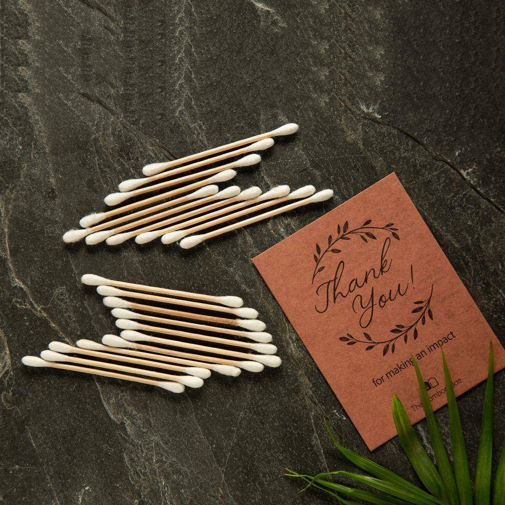 Bamboo Cotton Swabs | 200 Swabs - 100 Sticks | Soft and Gentle Earbuds – Ear Buds on Brown Living™. SKU: TBB - 4. Img 3.