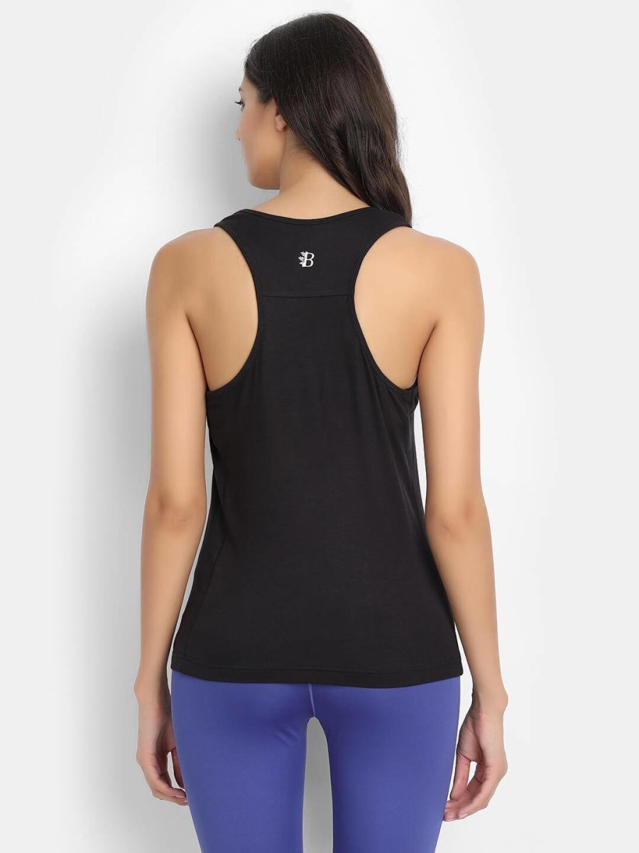 Bamboo Fabric Black Runner Vest – Womens Top on Brown Living™. SKU: 225 - 09642 - BAMBOOLOGY - BTSS21RWST - 31. Img 3.