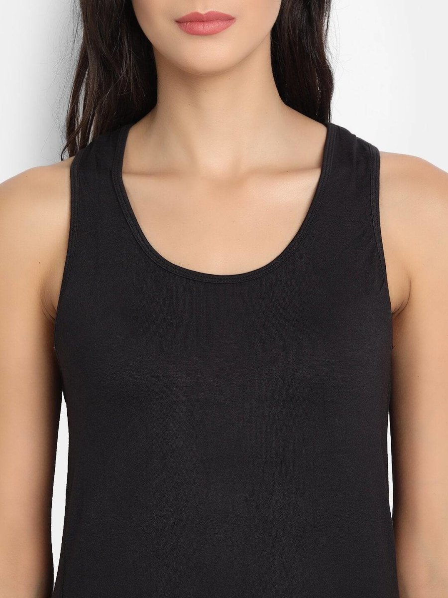 Bamboo Fabric Black Runner Vest – Womens Top on Brown Living™. SKU: 225 - 09642 - BAMBOOLOGY - BTSS21RWST - 31. Img 5.