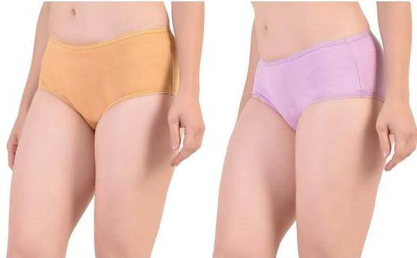 Buy Bamboo Fabric Women's Mid Rise Panty- Beige and Purple Pack of 2 Online  on Brown Living