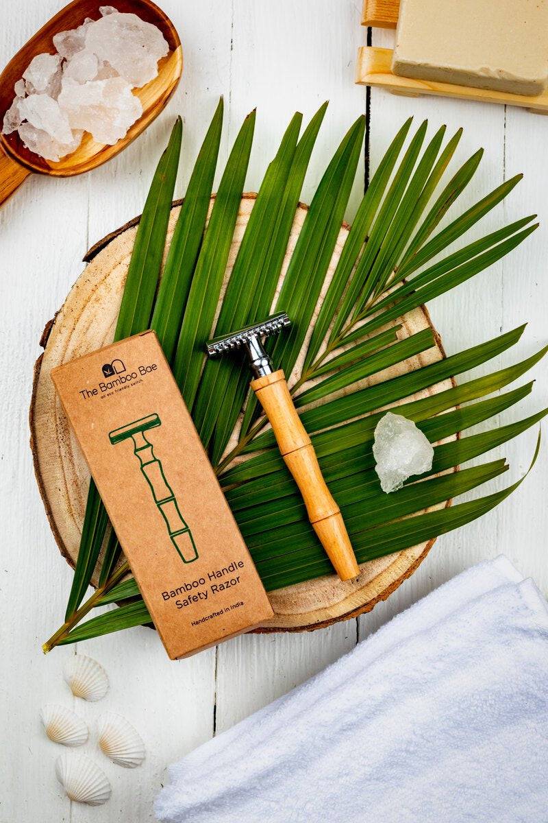 Bamboo Razor | Double Edged Safety Razor | Razor for Men & Women – Shaving Razor on Brown Living™. SKU: TBB - 9. Img 2.
