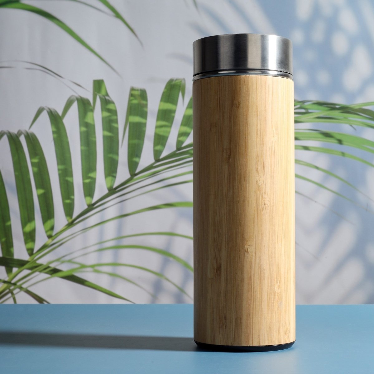 Bamboo Stainless Steel Bottle Vaccum Insulated Double Wall Hot Cold 500ml