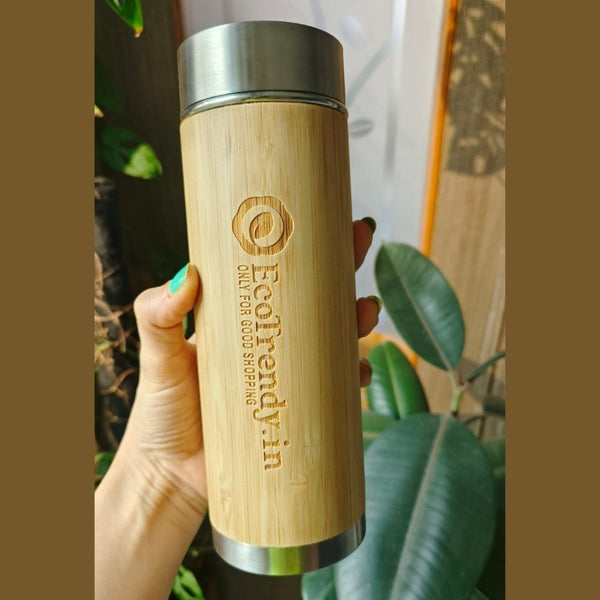 Buy Bamboo Stainless Steel Insulated flask - 450 ml | Shop Verified Sustainable Bottles & Sippers on Brown Living™