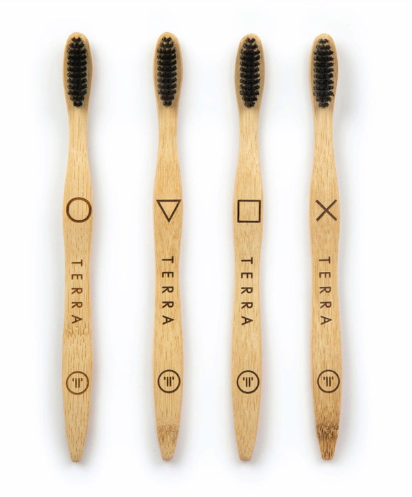 Buy Bamboo Toothbrushes Pack of 4 Soft Bristles Black Adult | Shop Verified Sustainable Tooth Brush on Brown Living™