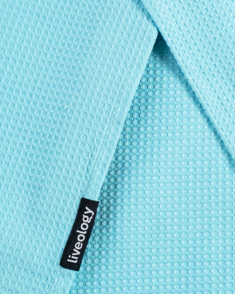 Bath, Hand & Face Towel | Sorrento Waffle Aqua - Set of 3 – Bath Linens on Brown Living™. SKU: WBS002. Img 9.
