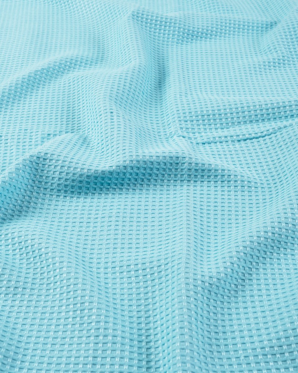Bath, Hand & Face Towel | Sorrento Waffle Aqua - Set of 3 – Bath Linens on Brown Living™. SKU: WBS002. Img 3.