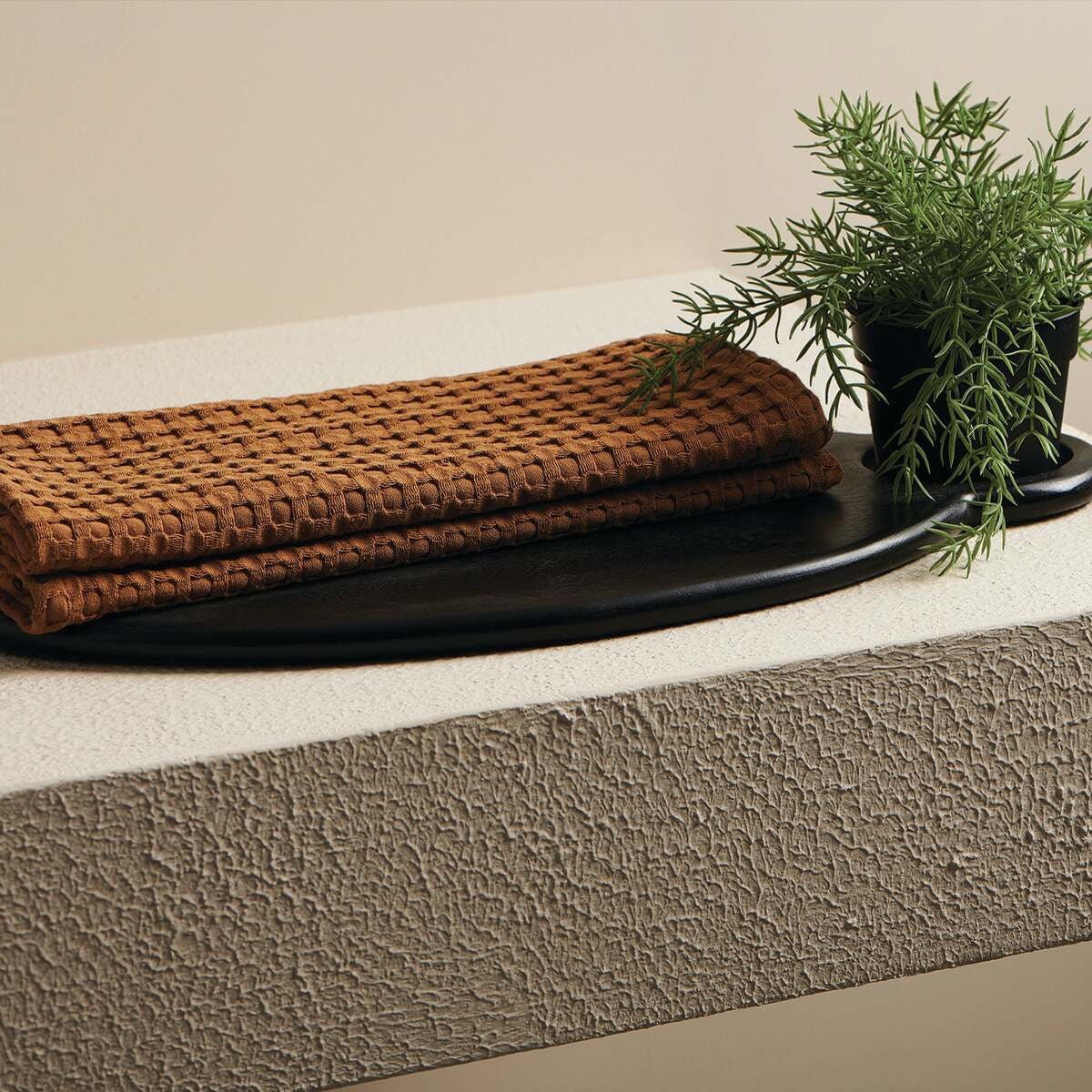 Beehive Bamboo Textured Waffle Hand Towel - Burlap | Verified Sustainable by Brown Living™