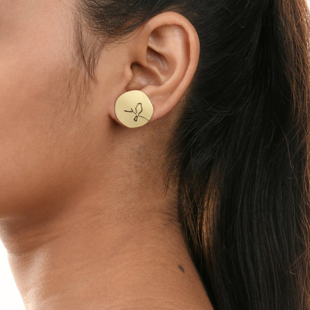 Bird Brass Handcrafted Stud Earrings | Verified Sustainable by Brown Living™