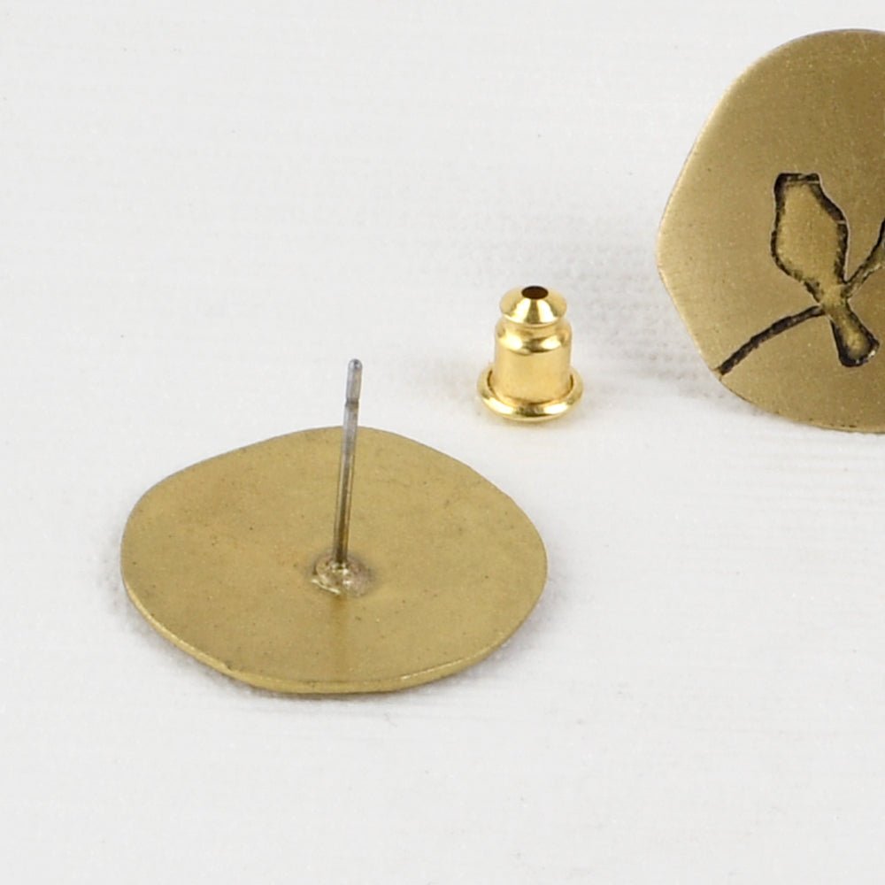 Bird Brass Handcrafted Stud Earrings | Verified Sustainable by Brown Living™