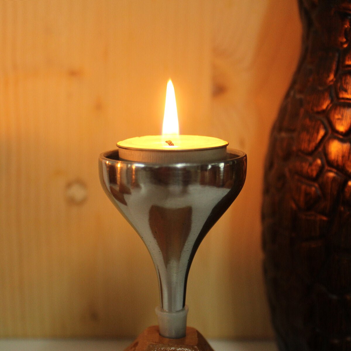 Bliss Pyramid Aluminum Candle Holder - Set of 4 with Free 4 Soywax Tealights | Verified Sustainable by Brown Living™