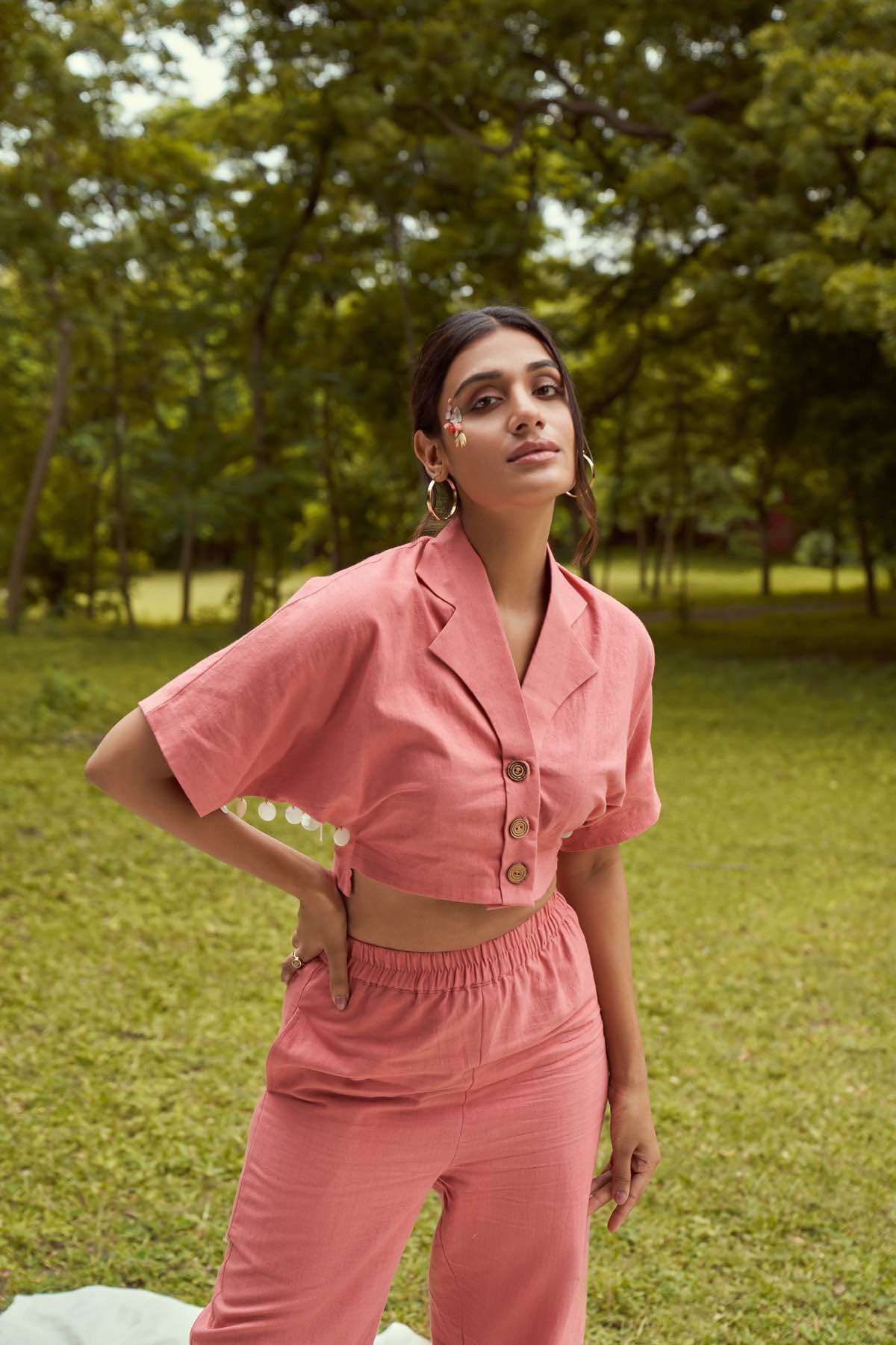 Blooming Ruffino Handloom Cotton Shirt – Womens Shirt on Brown Living™. SKU: TCC - LDV - 051113. Img 1.