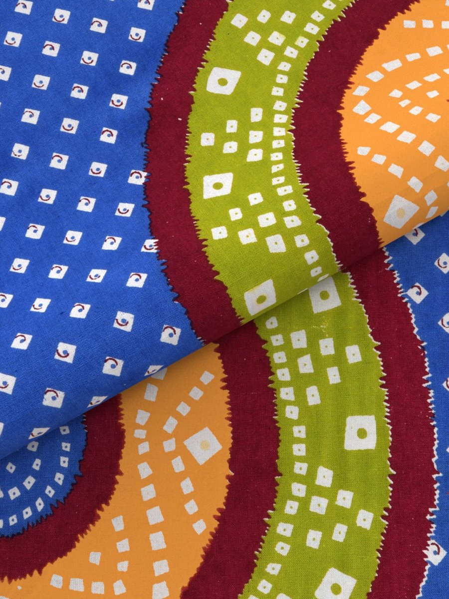 Hand Block Geometric Print Cotton King Size Bedding Set - Blue & Yellow | Verified Sustainable by Brown Living™