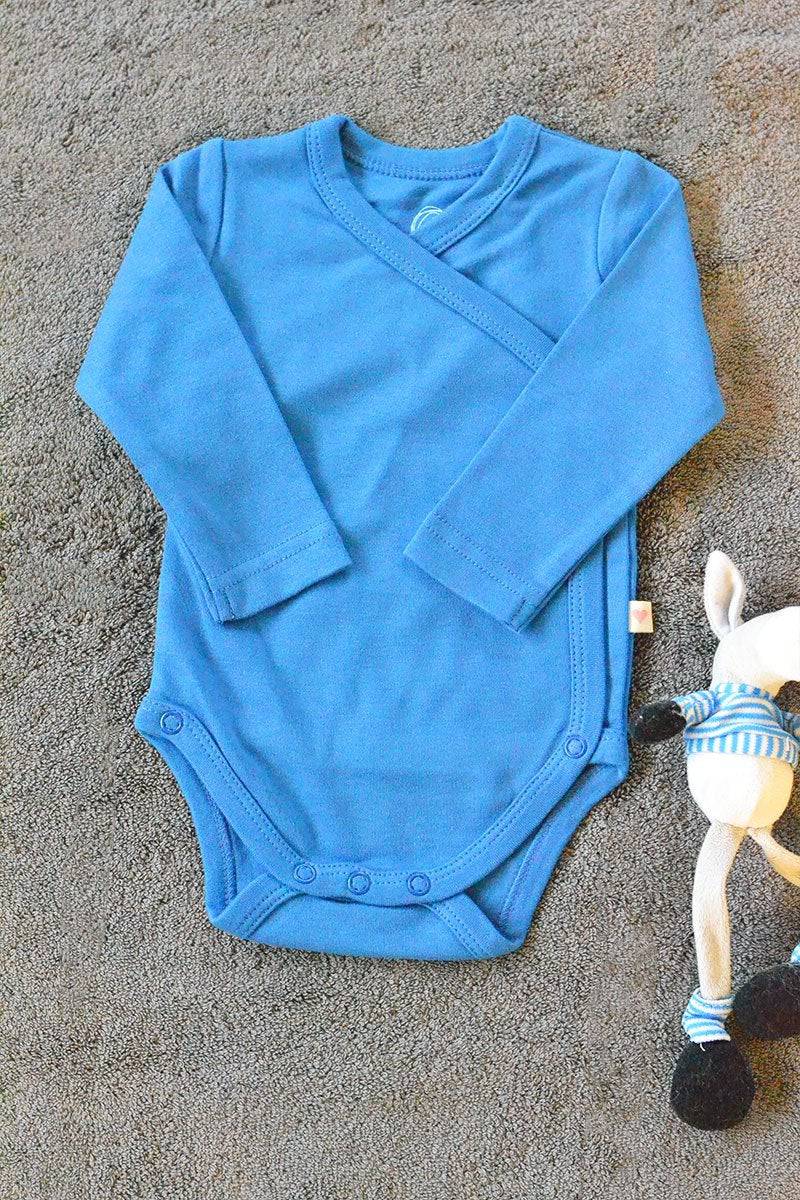 Blue Unisex Full Sleeve Kimono Onesie In Organic Cotton | Verified Sustainable by Brown Living™