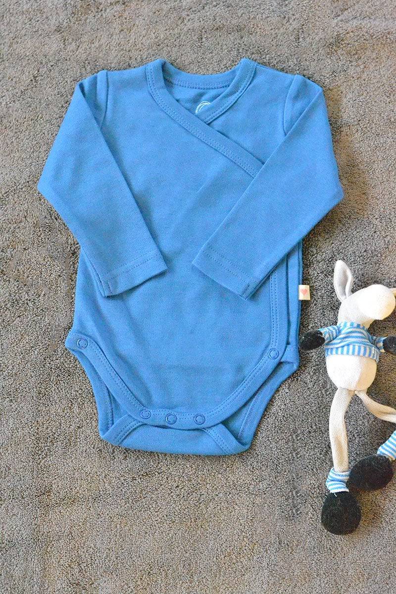 Blue Unisex Full Sleeve Kimono Onesie In Organic Cotton | Verified Sustainable by Brown Living™