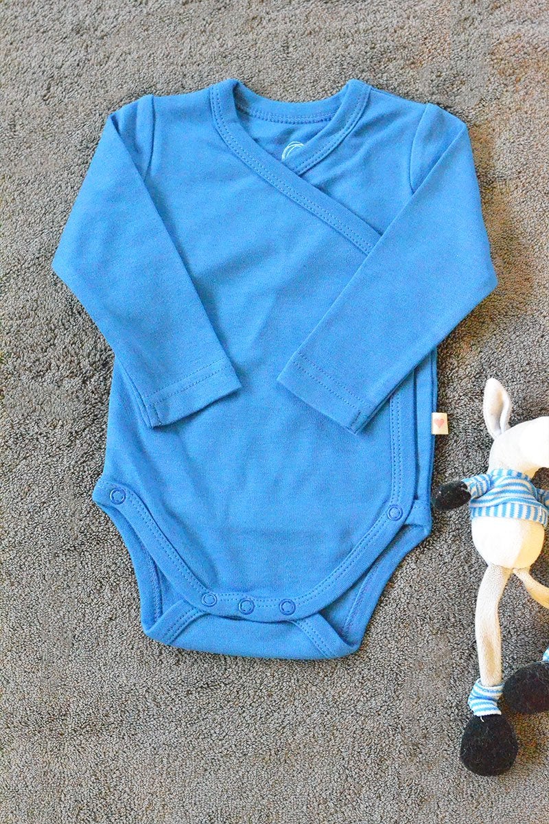 Blue Unisex Full Sleeve Kimono Onesie In Organic Cotton | Verified Sustainable by Brown Living™