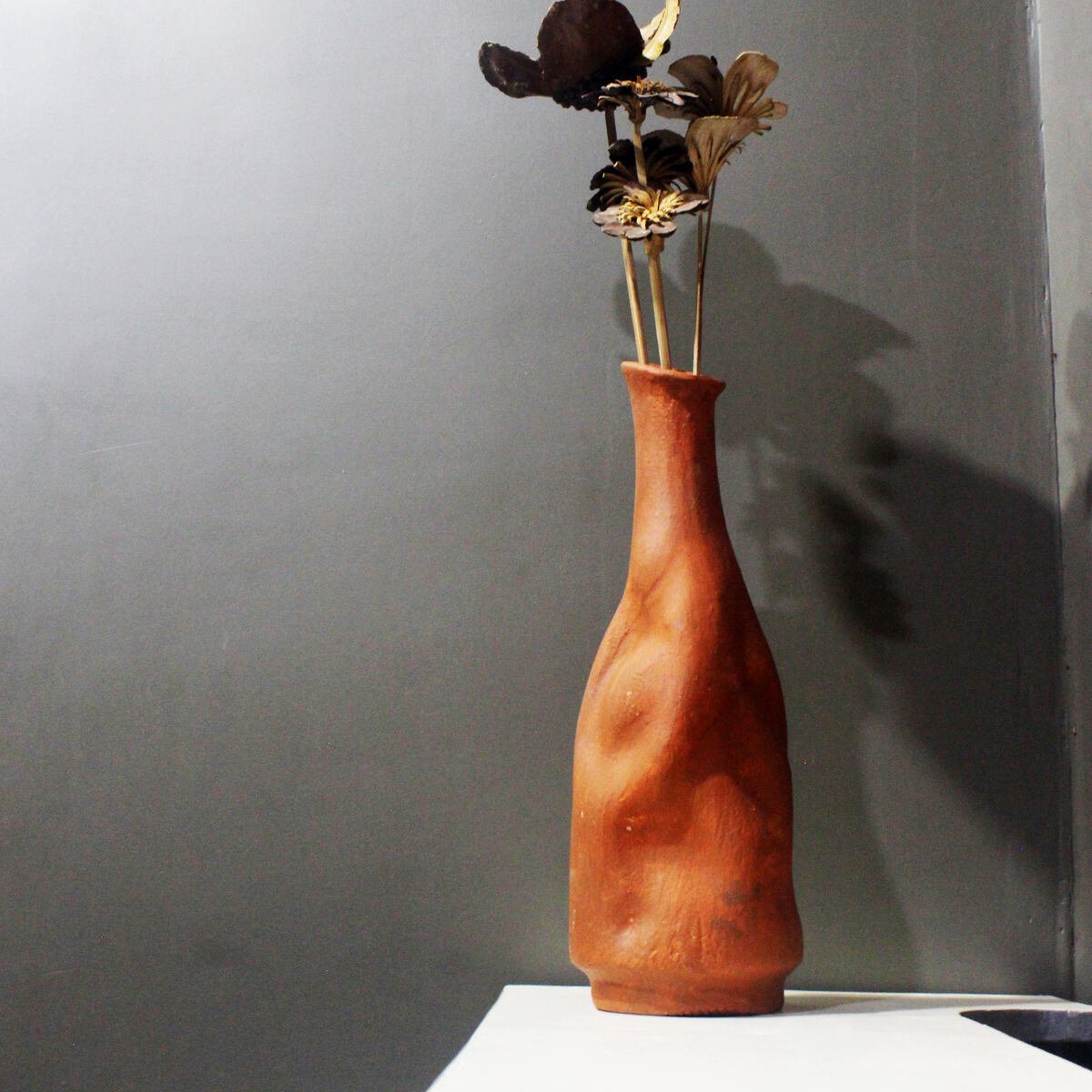 Bot Lipped Organic Terracotta Flower Vase – Decor & Artefacts on Brown Living™. SKU: VS - BOT/ORG. Img 1.