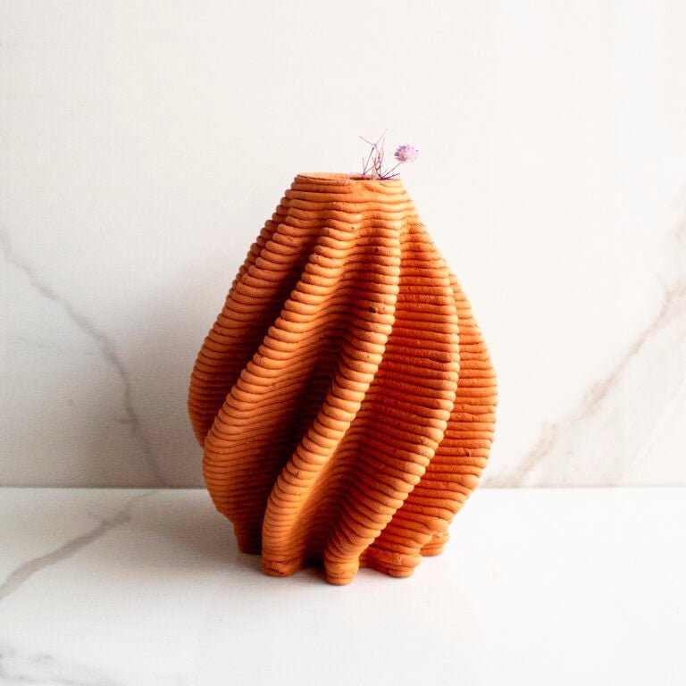Brown and Twisted Teracotta Vase Vol. 2 – Vases on Brown Living™. SKU: TTT0103. Img 1.