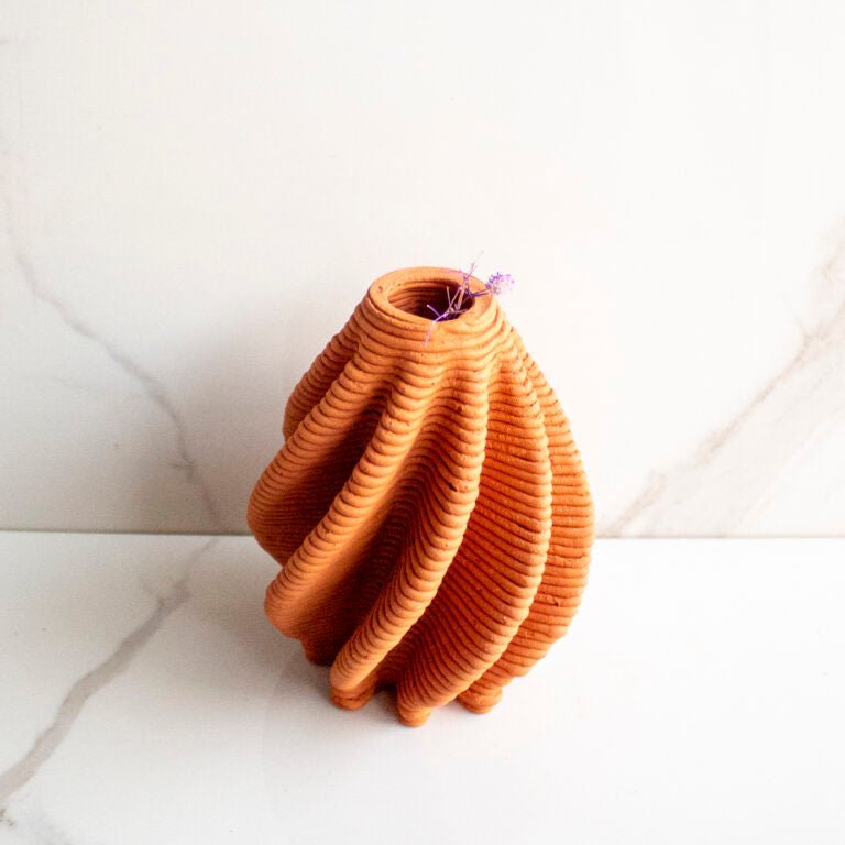 Brown and Twisted Teracotta Vase Vol. 2 – Vases on Brown Living™. SKU: TTT0103. Img 2.