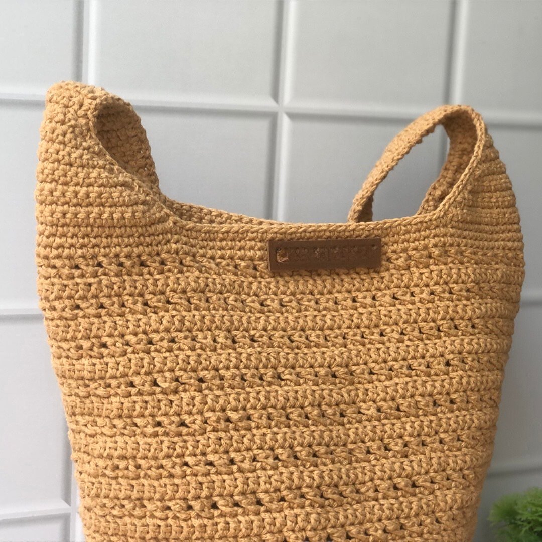 Crochet Hobo Unisex Bag in Honey Foam Brown | Verified Sustainable by Brown Living™