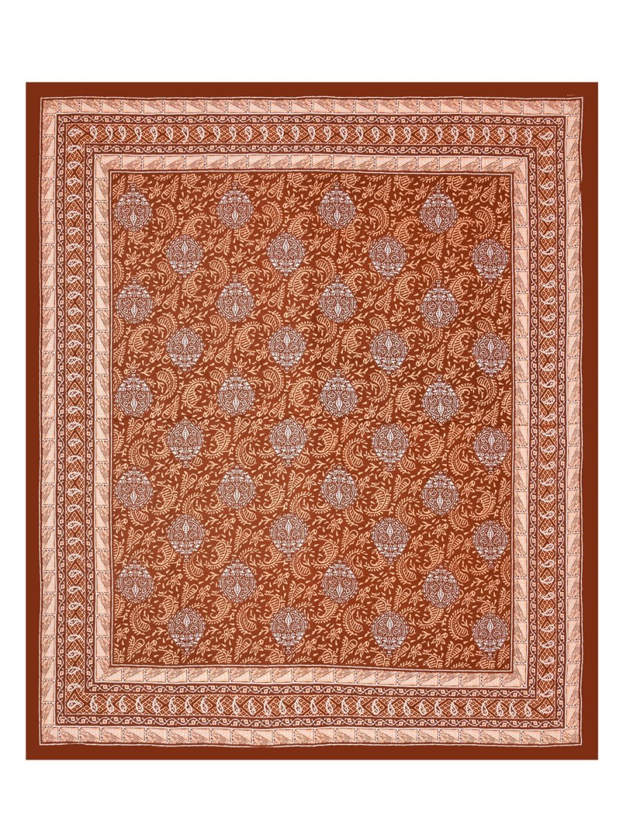 Interiors Hand Block Printed Cotton Queen Size Bedding Set | Verified Sustainable by Brown Living™