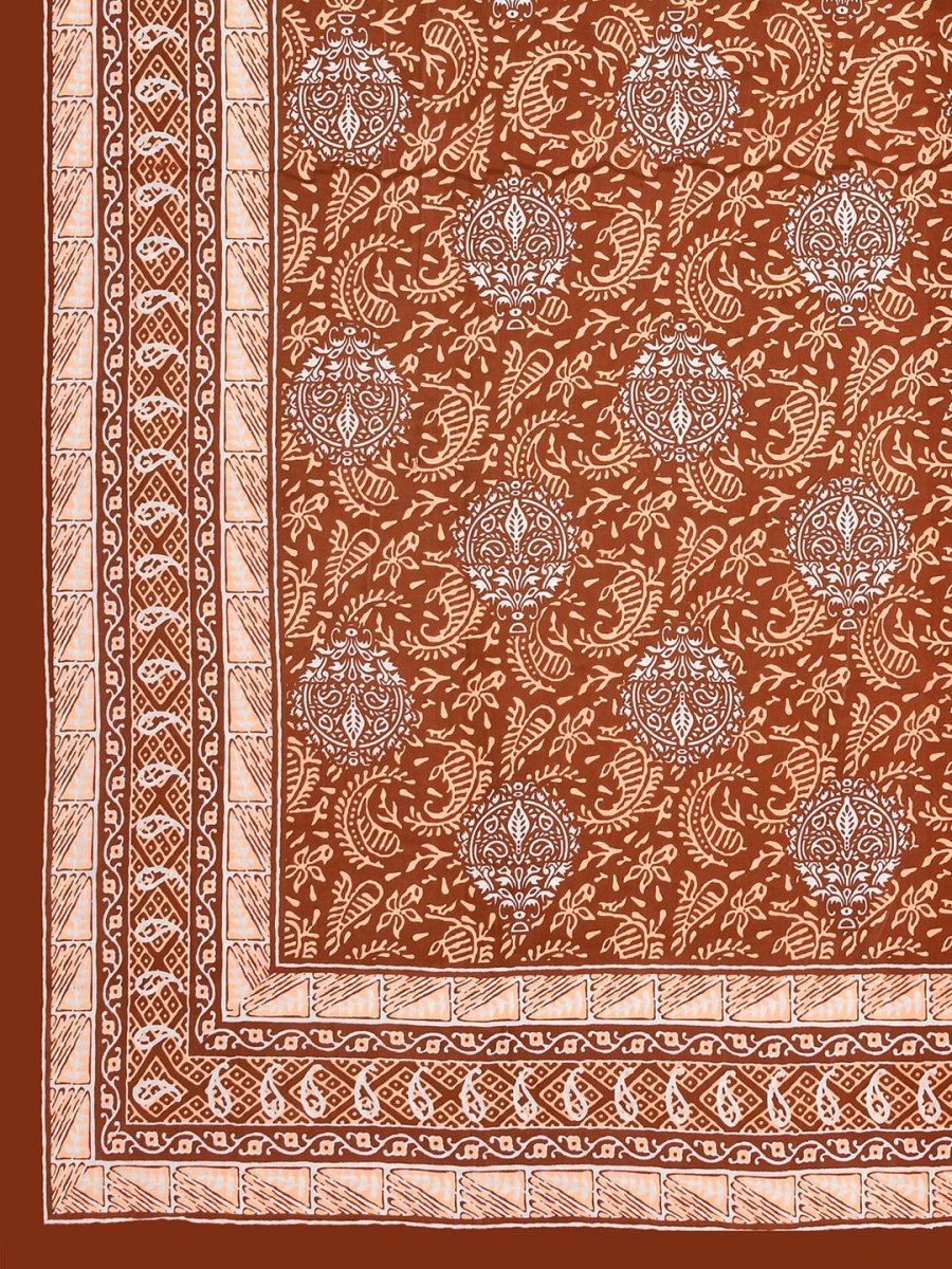 Interiors Hand Block Printed Cotton Queen Size Bedding Set | Verified Sustainable by Brown Living™