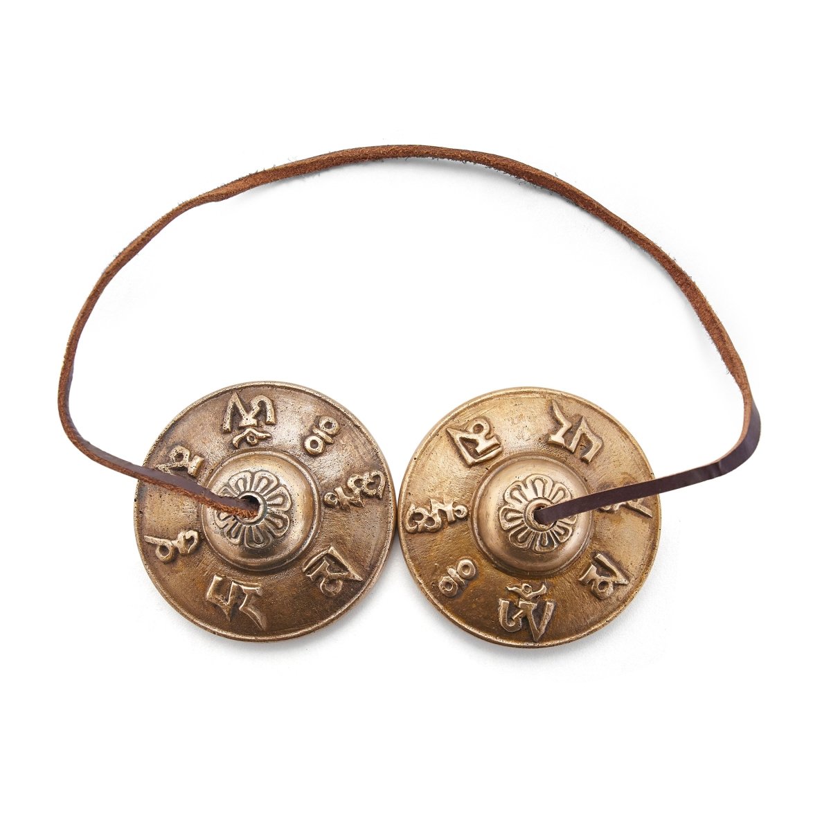 Buddhist Tingsha Bells - Handcrafted with Tibetan Symbols - 7cm | Verified Sustainable by Brown Living™