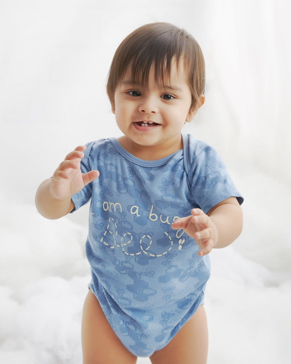 Buy Busy Shizy Blue Onesie | Shop Verified Sustainable Kids Onesies on Brown Living™