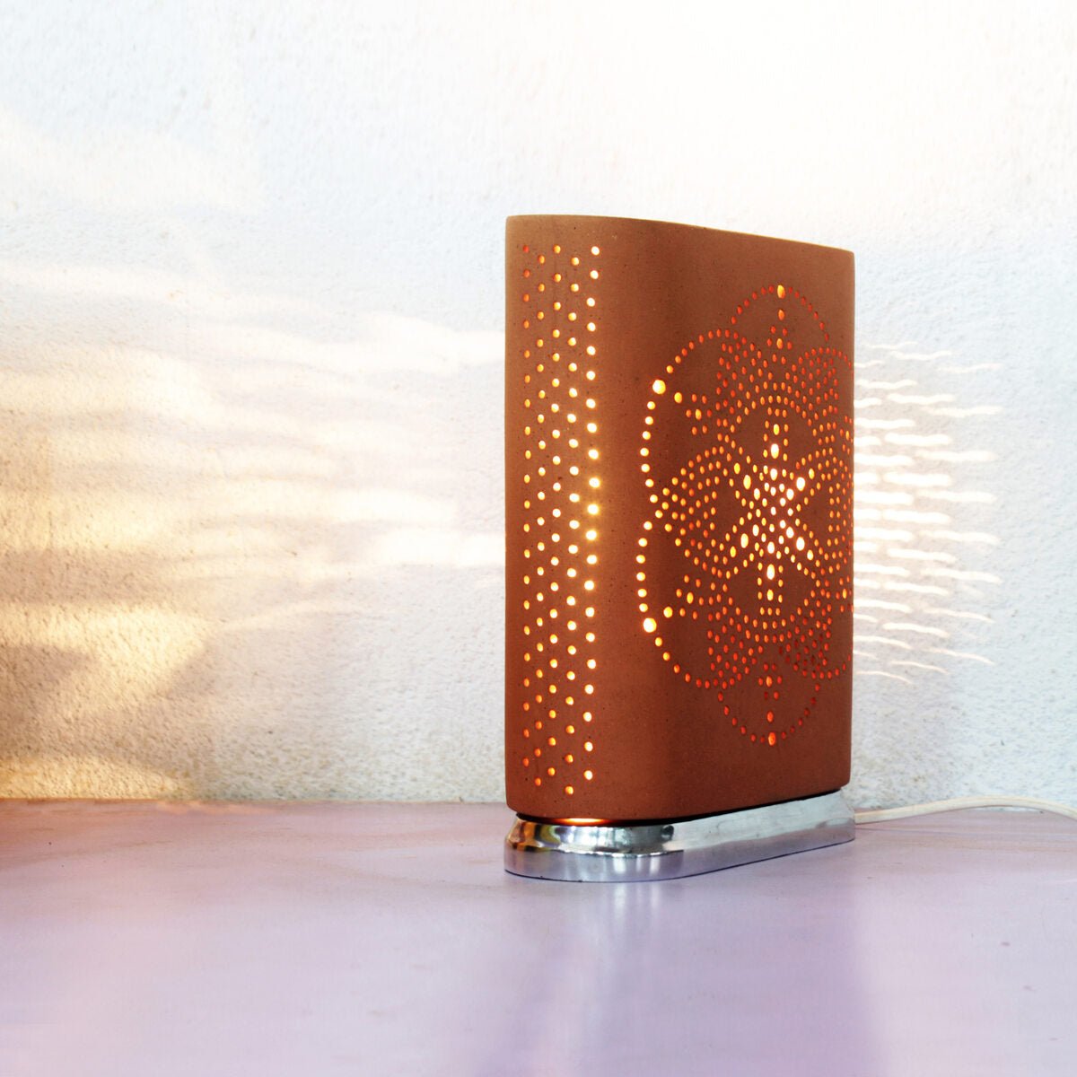 BUUK 'Rays' Terracotta Table Light with Cast Aluminum Base | Verified Sustainable by Brown Living™