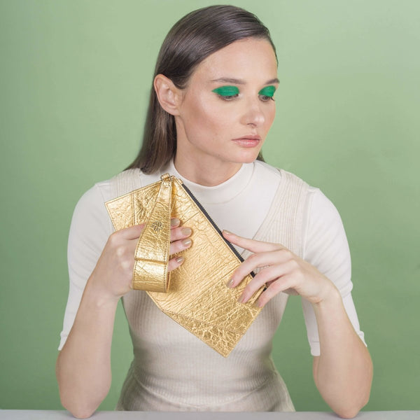 Buy Caro Pineapple Leather Wristlet | Shop Verified Sustainable Womens Handbag on Brown Living™