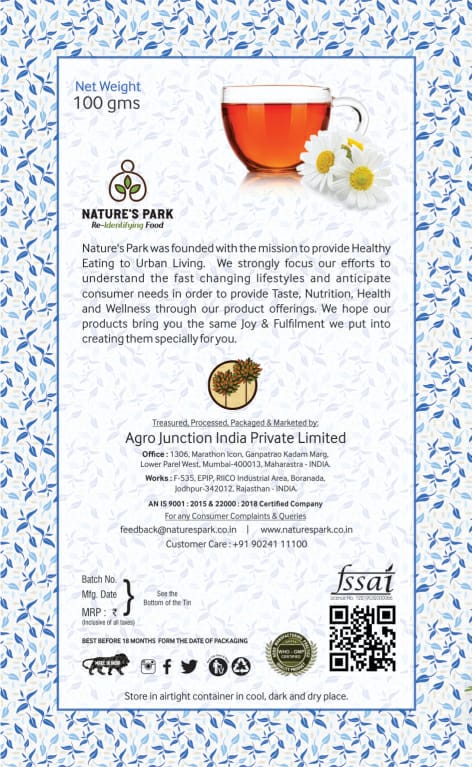 Chamomile Green Tea Pouch - 500 g – Tea by Nature's Park available on Brown Living™. . SKU: GT23. Img 4.