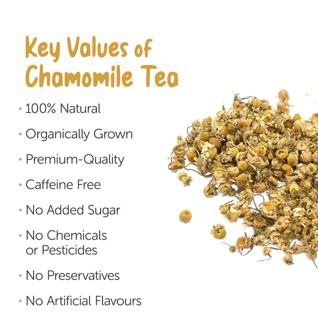 Chamomile Tea - Organic & Naturally Shade Dried Flowers - 25g – Tea on Brown Living™. SKU: 1HD - ChF5T. Img 8.