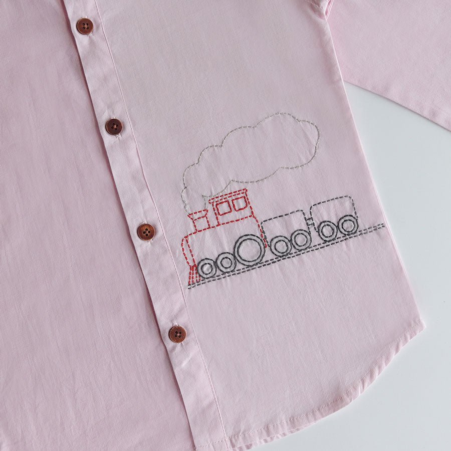 Chuk Chuk Embroidered Formal Shirt - Light Pink | Verified Sustainable by Brown Living™