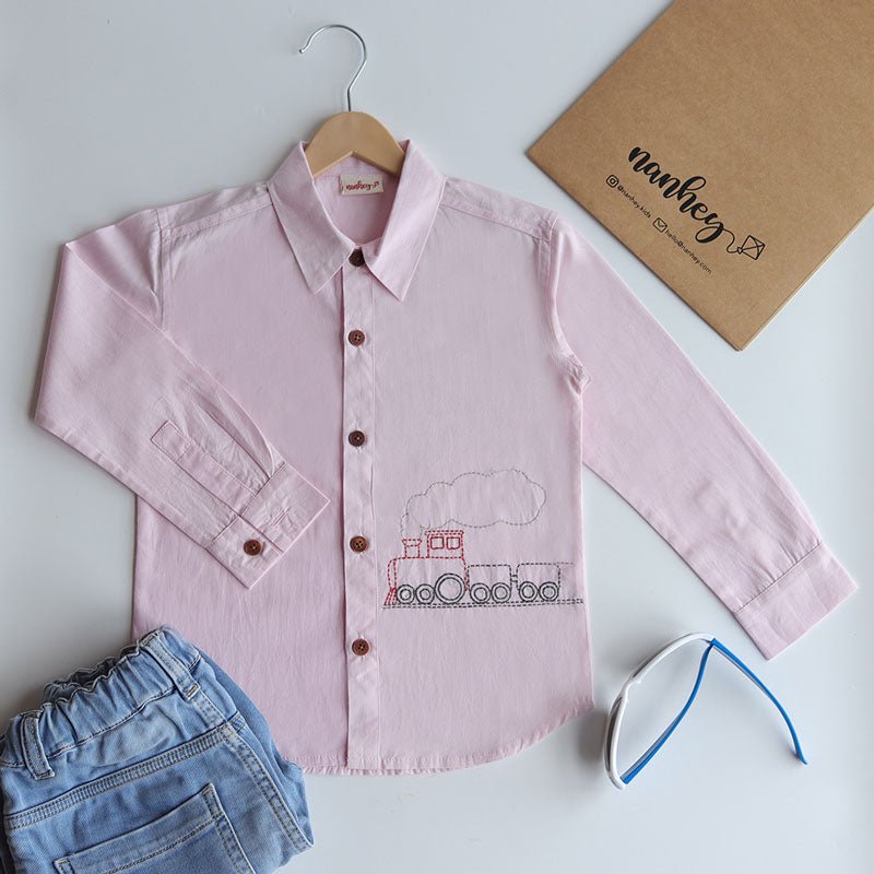 Chuk Chuk Embroidered Formal Shirt - Light Pink | Verified Sustainable by Brown Living™